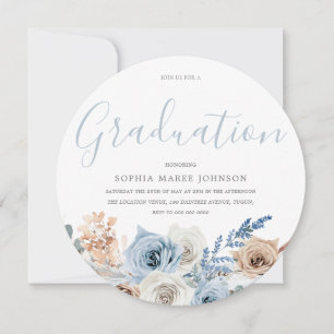 Superbe Dusty Blue Boho Graduation Invitation
