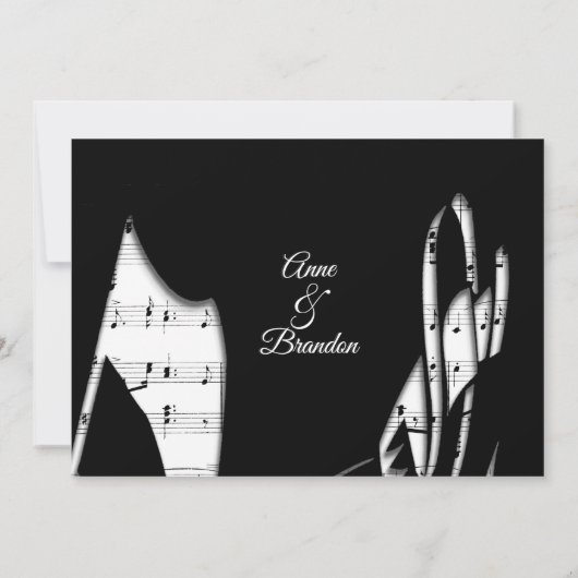 Superbe Faire-part de mariage à thème de musique A (Dos)