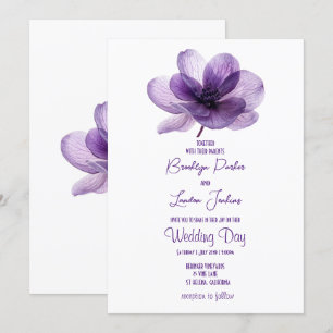 Superbe Faire-part de mariage de fleurs violettes