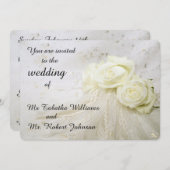 Superbe Faire-part de mariage de Roses Blanches (Devant / Derrière)