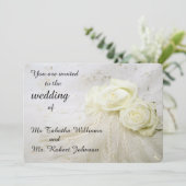 Superbe Faire-part de mariage de Roses Blanches (Debout devant)