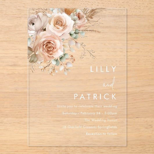 Superbe Faire-part de mariage Floral Boho (Recto)