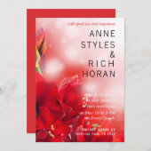 Superbe Faire-part de mariage Floral Rouge (Devant / Derrière)