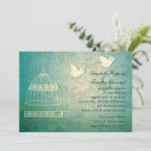 Superbe Faire-part de mariage Turquoise Birdcage (Debout devant)