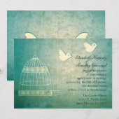 Superbe Faire-part de mariage Turquoise Birdcage (Devant / Derrière)