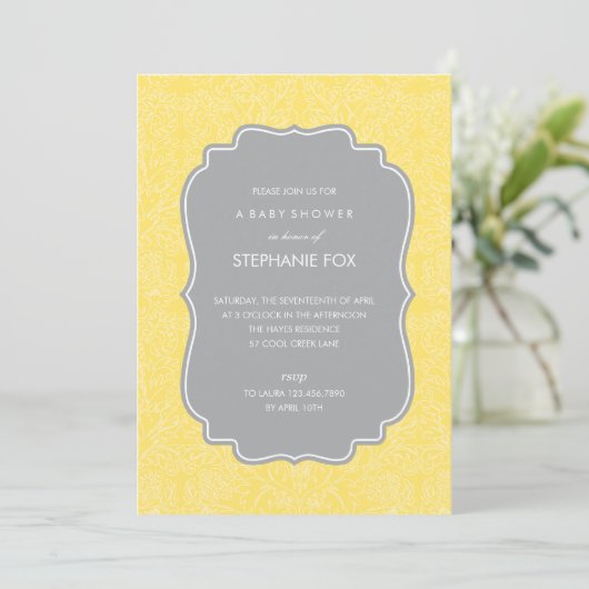 Superbe Floral Party Invitation (Jaune) (Debout devant)