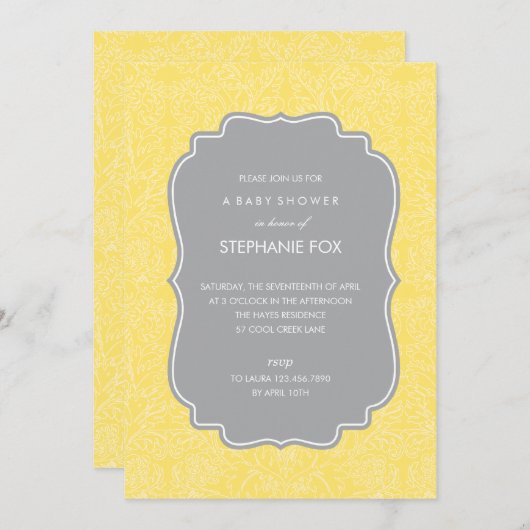 Superbe Floral Party Invitation (Jaune) (Devant / Derrière)