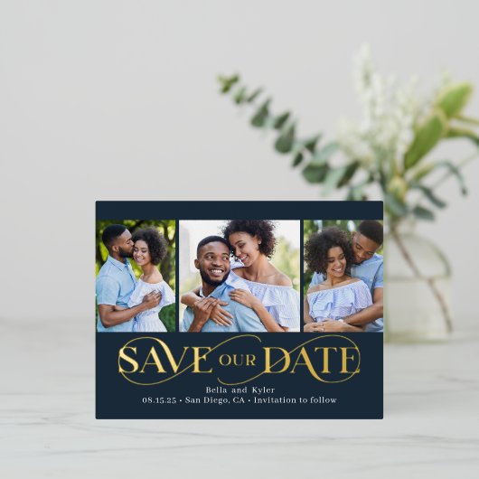 Superbe Foil Swirl Enregistrer la carte postale Da (Debout devant)