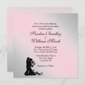 Superbe Gris et rose Faire-part de mariage (Devant / Derrière)