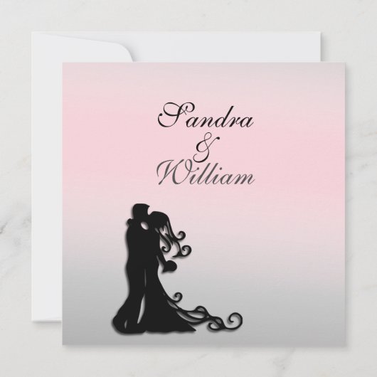 Superbe Gris et rose Faire-part de mariage (Dos)