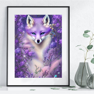 Superbe Lilac mystérieux Fox Editable Poster