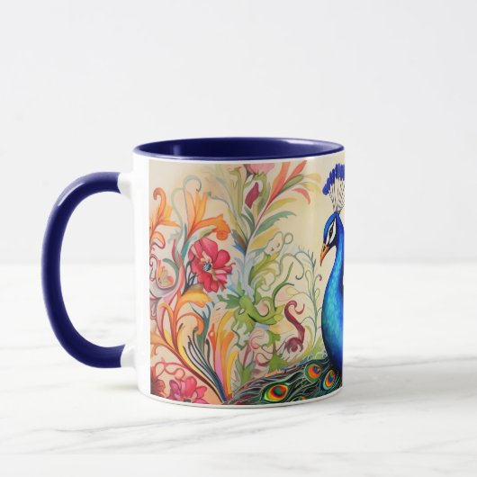 Superbe Monogramme Personnalisé Peacock Mug (Gauche)