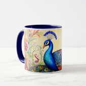 Superbe Monogramme Personnalisé Peacock Mug (Devant gauche)