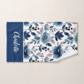 Superbe Navy Blue Floral Nom du motif (Serviette à main)