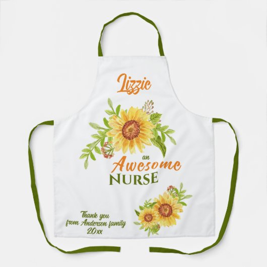 Superbe Nurse Floral Sunflower tablier (Recto)
