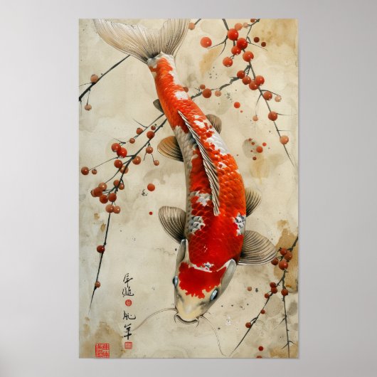 Superbe Poster Nishikigoi Koi Poisson Poisson (Devant)