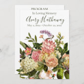 Superbe programme funéraire floral (Devant / Derrière)