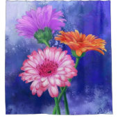 Superbe rideau de douche à trois couleurs Gerberas (Devant)