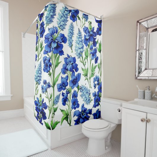 Superbe rideau de douche fleuri (En situation)