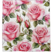 Superbe rideau de douche rose roses (Devant)