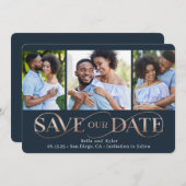 Superbe Swirl 3 Photos Enregistrer La Carte Date (Devant / Derrière)