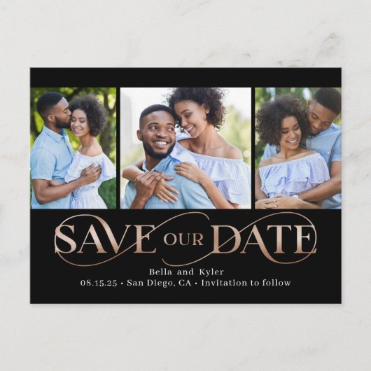 Superbe Swirl 3 Photos Enregistrer La Date Carte P (Devant)