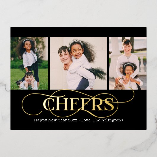 Superbe Swirl FOIL Bonne année Carte postale de va (Recto)