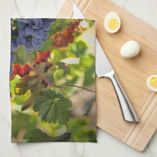 Superbe Vignoble à thème Serviette de cuisine (Quart Plié)