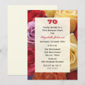 Superbes Roses 70e anniversaire de fête Invitation (Devant / Derrière)