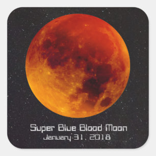 Superblauwe bloedmaan 2018 vierkante sticker