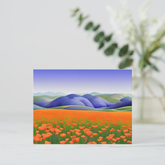 Superbloemen | Landschap Surreal Poppies Briefkaart (Staand voorkant)