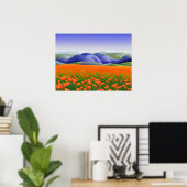 Superbloemen | Landschap Surreal Poppies Poster (Thuiskantoor)