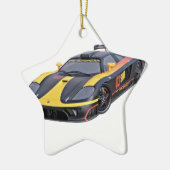 Supercar in zwart en geel keramisch ornament (Links)
