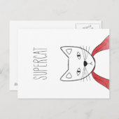 SUPERCAT carte postale illustration chats (Devant / Derrière)