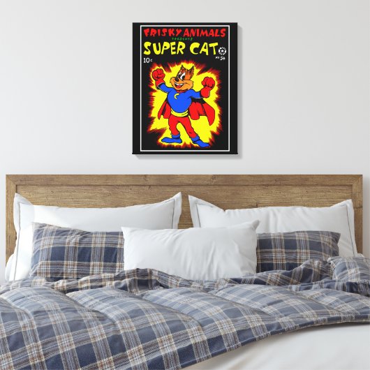SuperCat Comics Canvas afdrukken (Insitu (Slaapkamer))