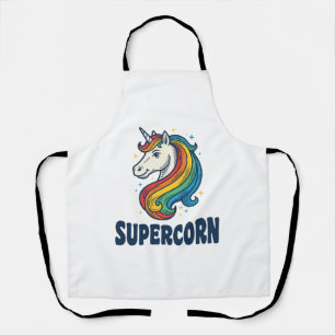 Supercorn Eenhoorn Vintage Gravure T-Shirt Ontwerp Schort