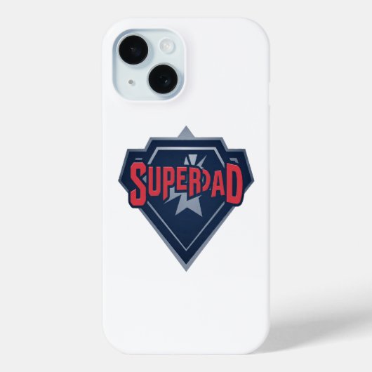 SuperDad Hero Shield Vaderdag iPhone 15 Hoesje (Achterkant)