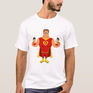 Superdad met tweeling - cartoon t-shirt