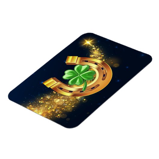 Supergelukzak hoefijzer 4-bladklaver schietster magneet (Linkerzijde)