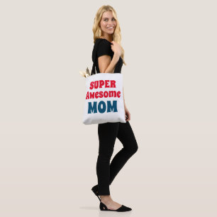 SuperGeweldige mammaangrafie Rood en Blauw Typogra Draagtas