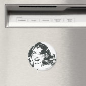 Supergirl Black and White Tekening 2 Magneet (Insitu (Vaatwasser))