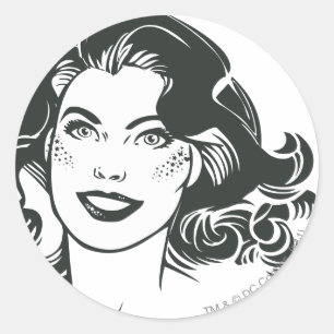 Supergirl Black and White Tekening 2 Ronde Sticker