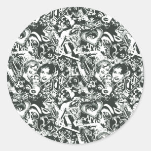 Supergirl Black en White Collage Ronde Sticker