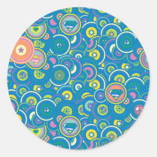 Supergirl - Blauw patroon Ronde Sticker