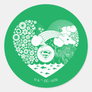 Supergirl Bloemen Vrede Hart Grafisch Ronde Sticker