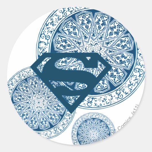 Supergirl Blue Circle Design Ronde Sticker (Voorkant)