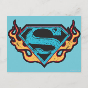 Supergirl Blue Logo met Flames Briefkaart