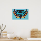 Supergirl Blue Logo met Flames Poster (Keuken)