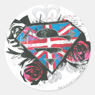 Supergirl Britse vlag en Rozen Ronde Sticker