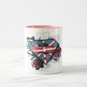 Supergirl Britse vlag en Rozen Tweekleurige Koffiemok